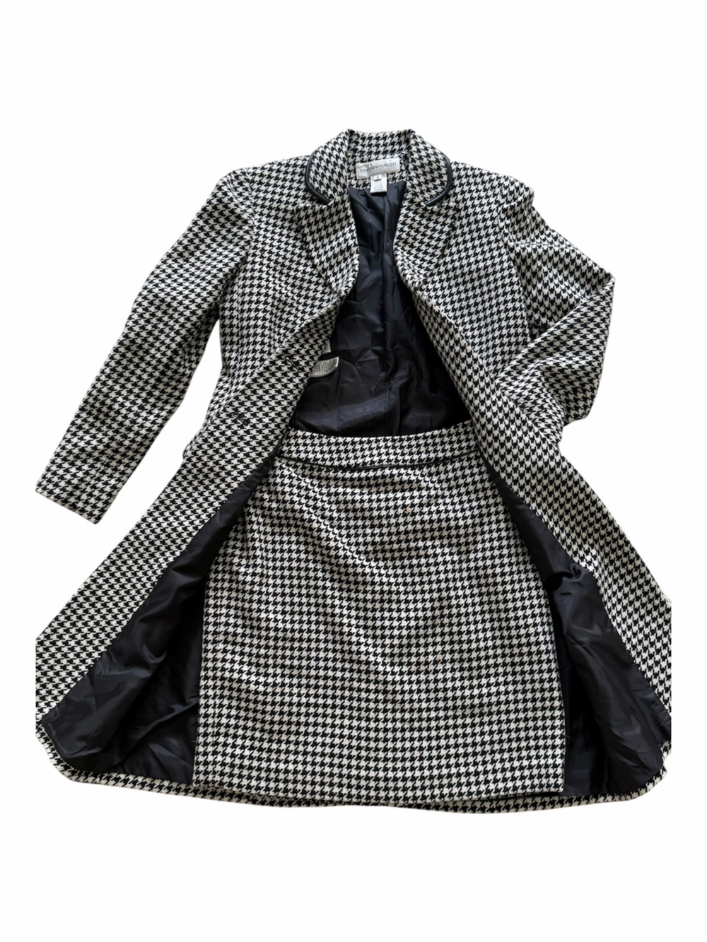 Houndstooth Coat with matching skirt Black & White Jones NY
